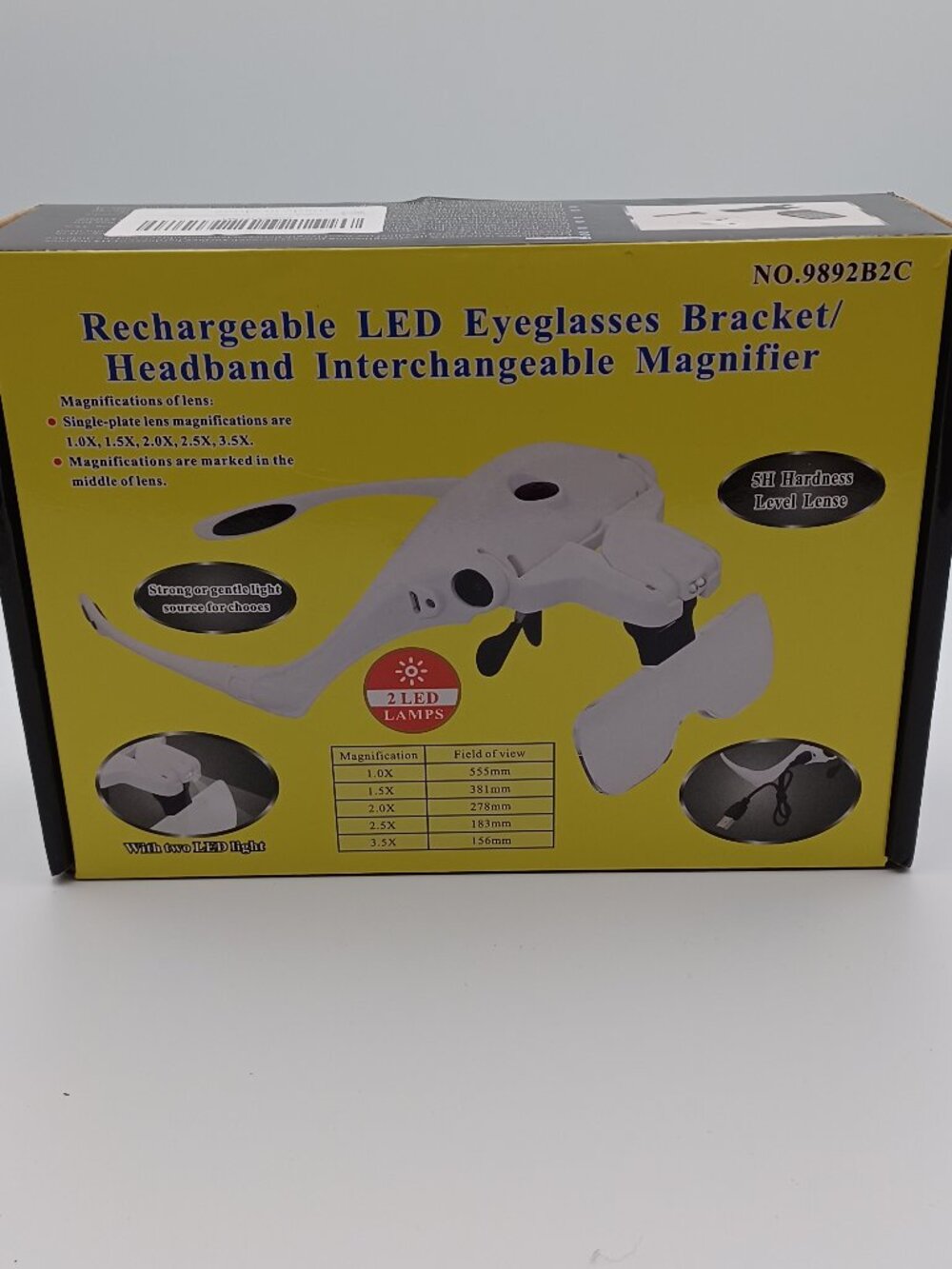 Rechargeable LED eye glasses 5 Interchangeable Magnifier Lenses Used